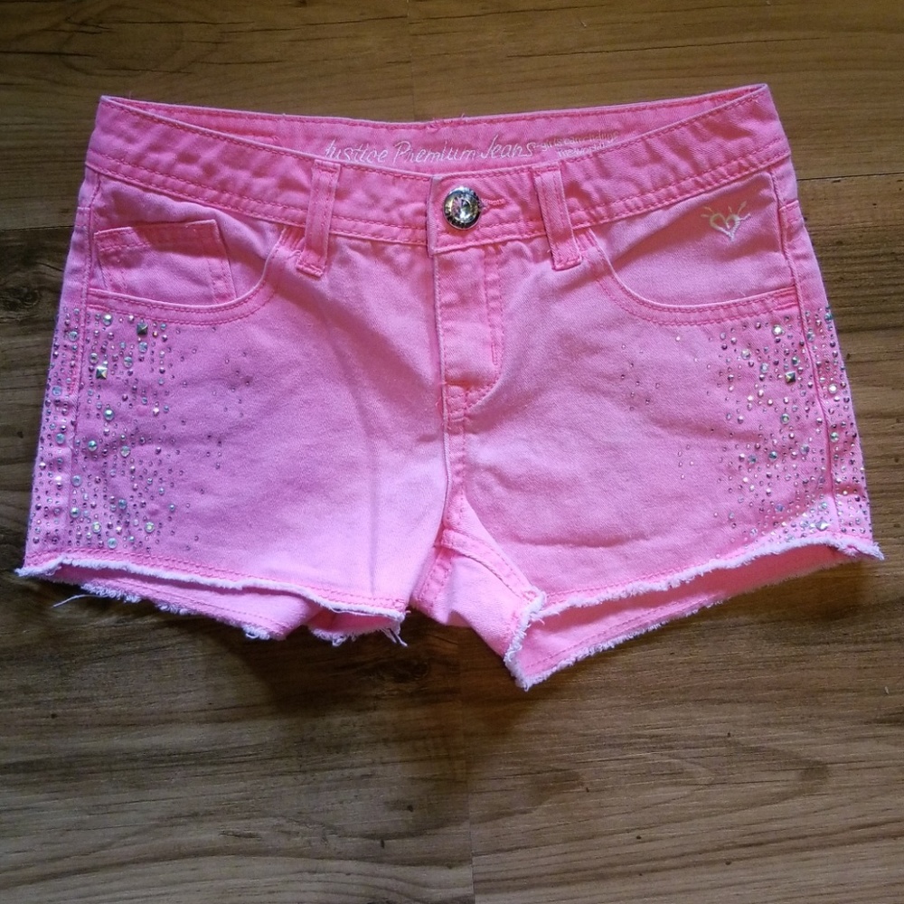 Justice, girls size 10 reg, pink w/ bling gems